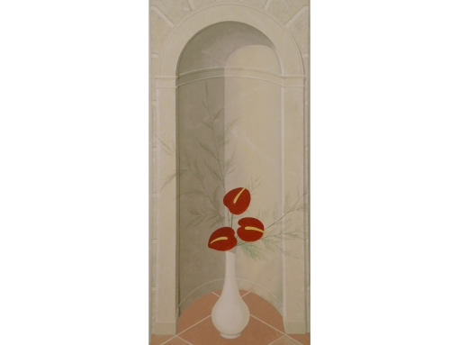 gemalte Wandnische mit Blumenvase