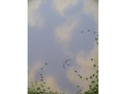 gemalter Deckenhimmel mit Schwalbe – Acrylmalerei